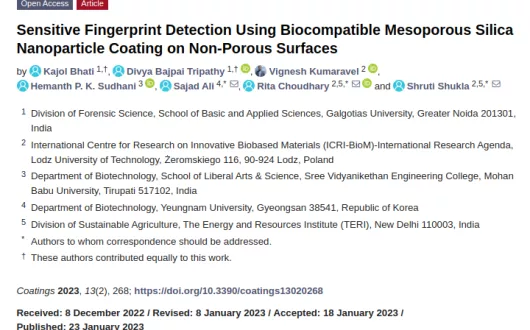 Sensitive Fingerprint Detection Using Biocompatible Mesoporous Silica Nanoparticle Coating on Non-Porous Surfaces