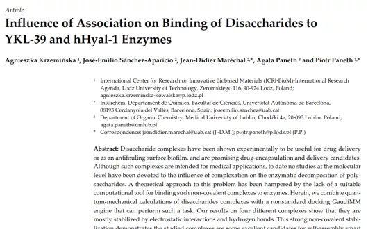 Influence of association on binding of disaccharides to YKL-39 and hHyal-1enzymes