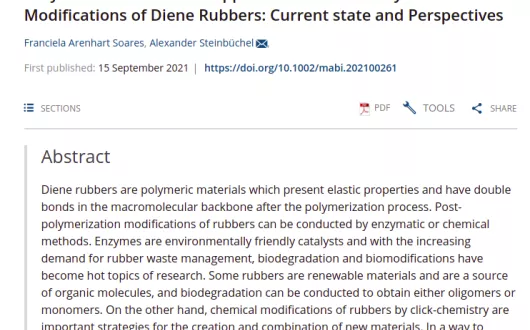 Enzymatic and Chemical Approaches for Post-Polymerization Modifications of Diene Rubbers: Current state and Perspectives.