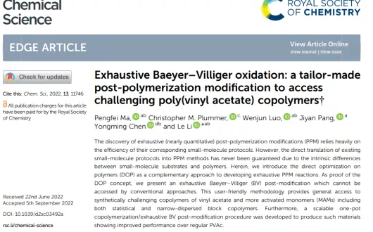Exhaustive Baeyer–Villiger oxidation: a tailor-made post-polymerization modification to access challenging poly(vinyl acetate) copolymers