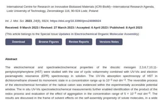 Spectroscopic and Spectroelectrochemical Studies of Hexapentyloxytriphenylene—A Model Discotic Molecule