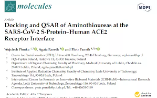 Docking and QSAR of Aminothioureas at the SARS-CoV-2 S-Protein–Human ACE2 Receptor Interface.