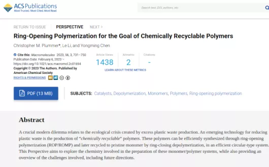 Ring-Opening Polymerization for the Goal of Chemically Recyclable Polymers
