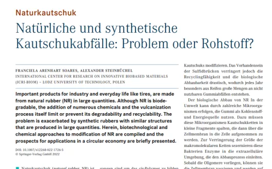 Natürliche und synthetische Kautschukabfälle: Problem oder Rohstoff