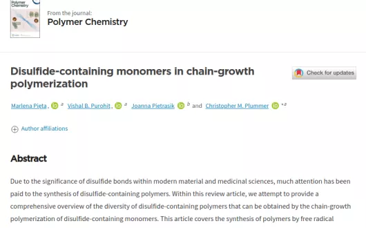 Disulfide-containing monomers in chain-growth polymerization
