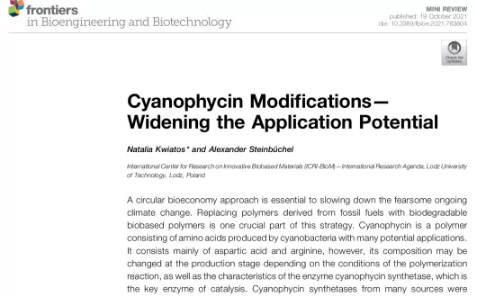 Cyanophycin Modifications – Widening the Application Potential.
