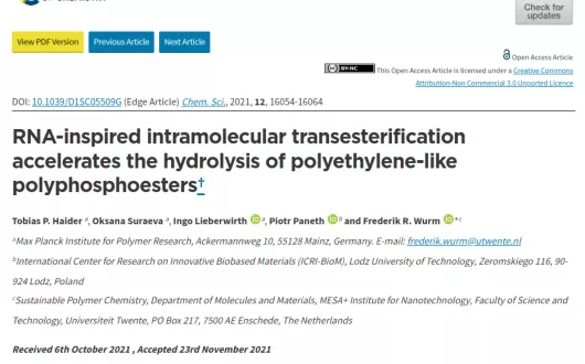 RNA-inspired intramolecular transesterification accelerates the hydrolysis of polyethylene-like polyphosphoesters