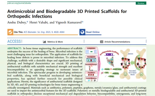 Antimicrobial and Biodegradable 3D Printed Scaffolds for Orthopedic Infections
