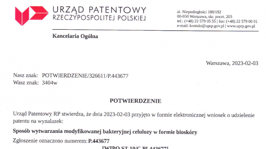 First patent application (P. 443677) from ICRI-BioM.