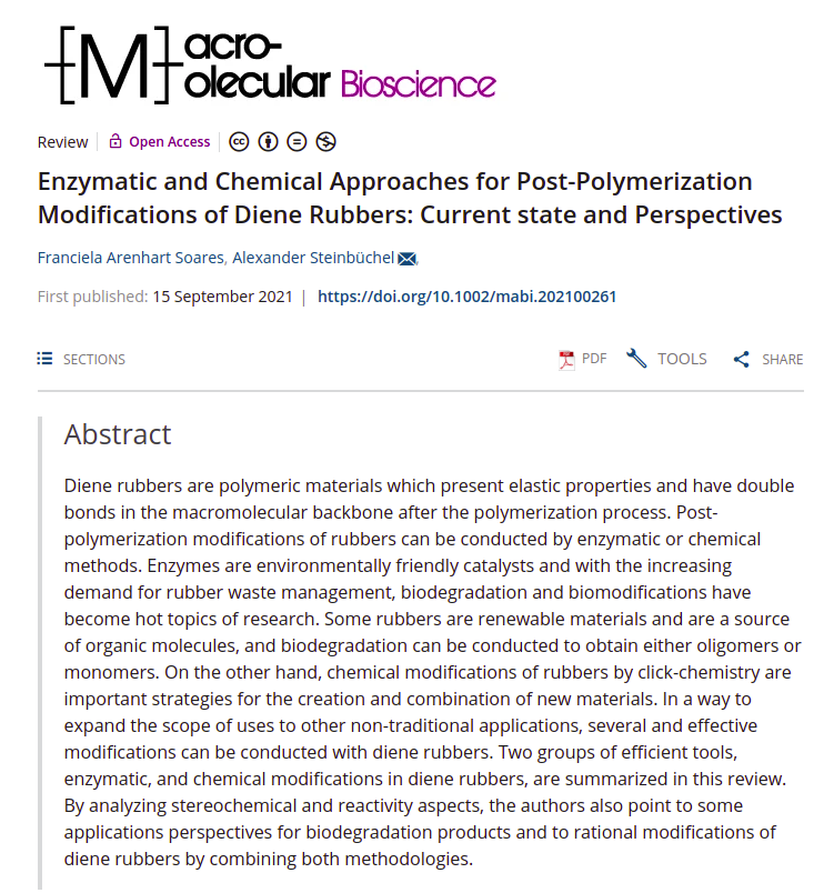 Enzymatic and Chemical Approaches for Post-Polymerization Modifications of Diene Rubbers: Current state and Perspectives.