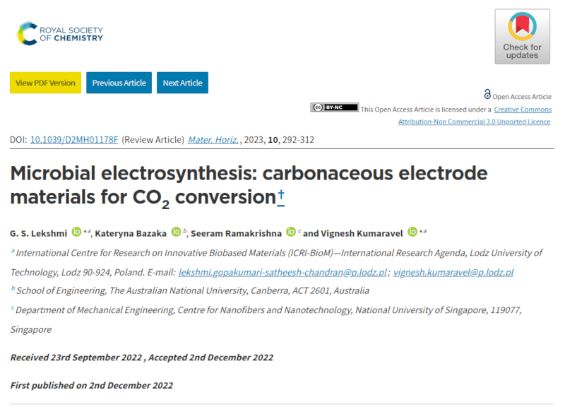 Microbial Electrosynthesis: Carbonaceous Electrode Materials for CO2 Conversion.