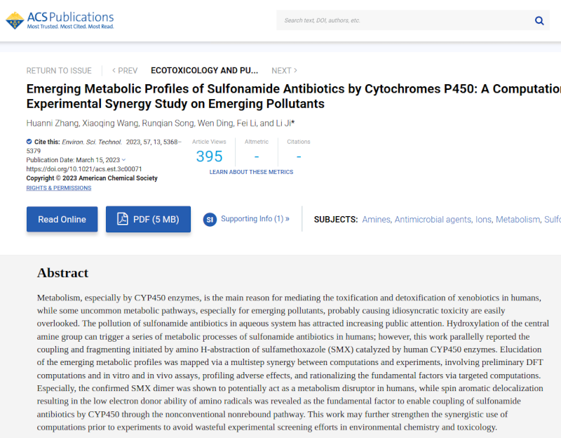 Emerging Metabolic Profiles of Sulfonamide Antibiotics by Cytochromes P450: A Computational–Experimental Synergy Study on Emerging Pollutants