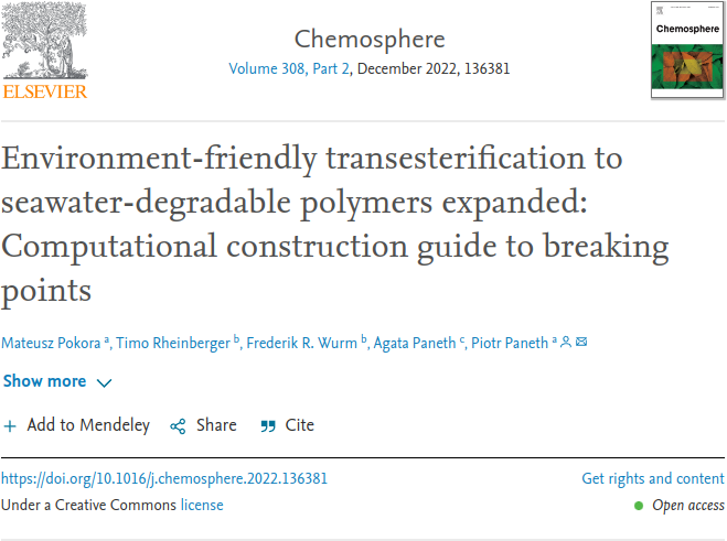 Environment-friendly transesterification to seawater-degradable polymers expanded: Computational construction guide to breaking points