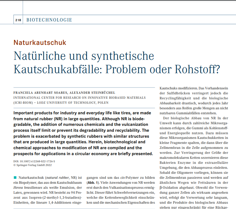 Natürliche und synthetische Kautschukabfälle: Problem oder Rohstoff