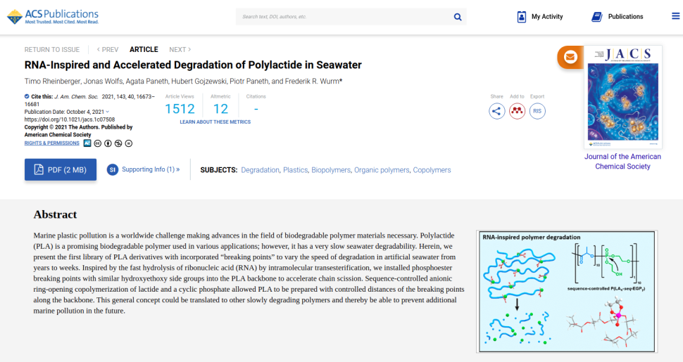 RNA-Inspired and Accelerated Degradation of Polylactide in Seawater.