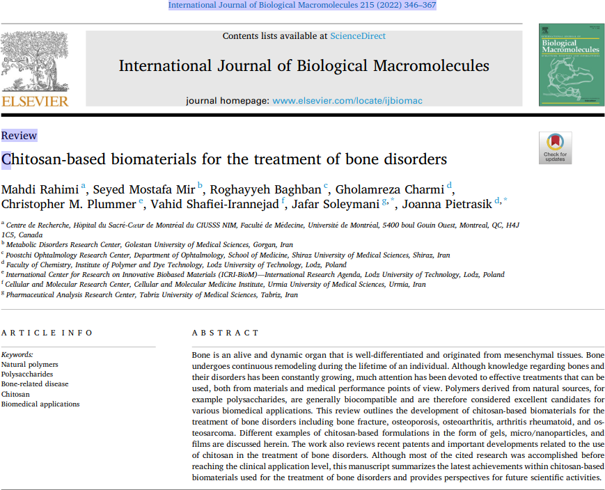 Chitosan-based biomaterials for the treatment of bone disorders