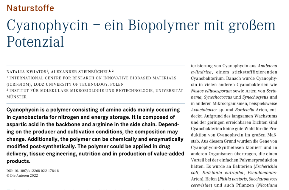 Cyanophycin – ein Biopolymer mit großem Potenzial.