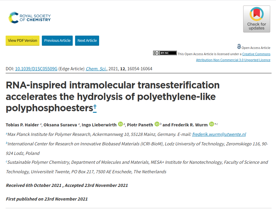 RNA-inspired intramolecular transesterification accelerates the hydrolysis of polyethylene-like polyphosphoesters