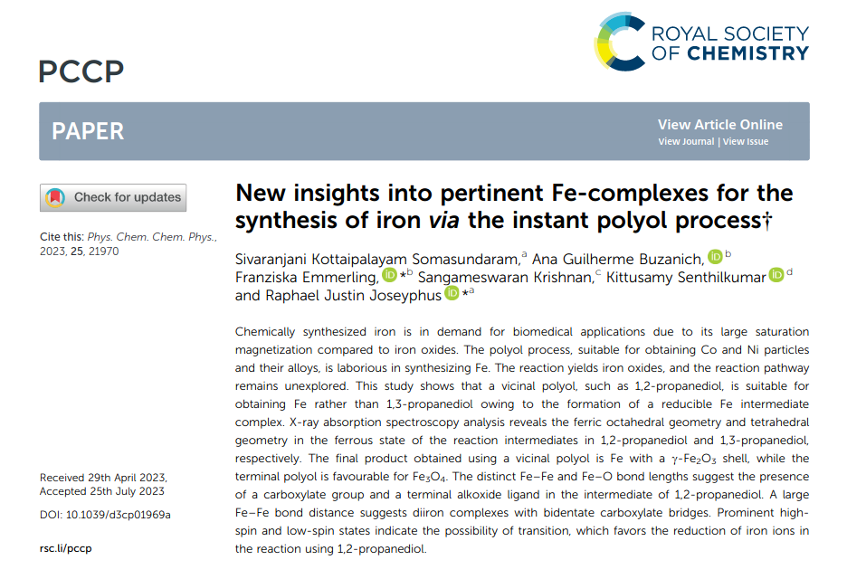 New insights into pertinent Fe-complexes for the synthesis of iron via the instant polyol process.