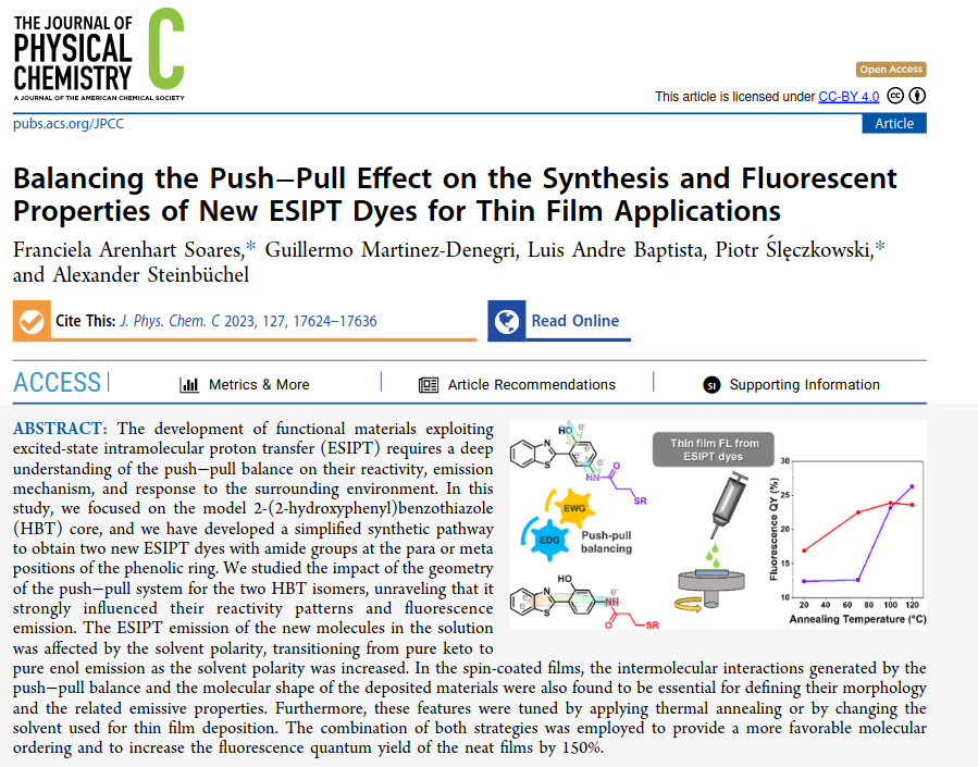 Balancing the Push–Pull Effect on the Synthesis and Fluorescent Properties of New ESIPT Dyes for Thin Film Applications