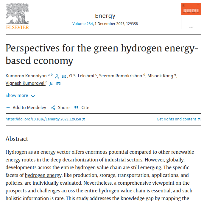Perspectives for the green hydrogen energy-based economy
